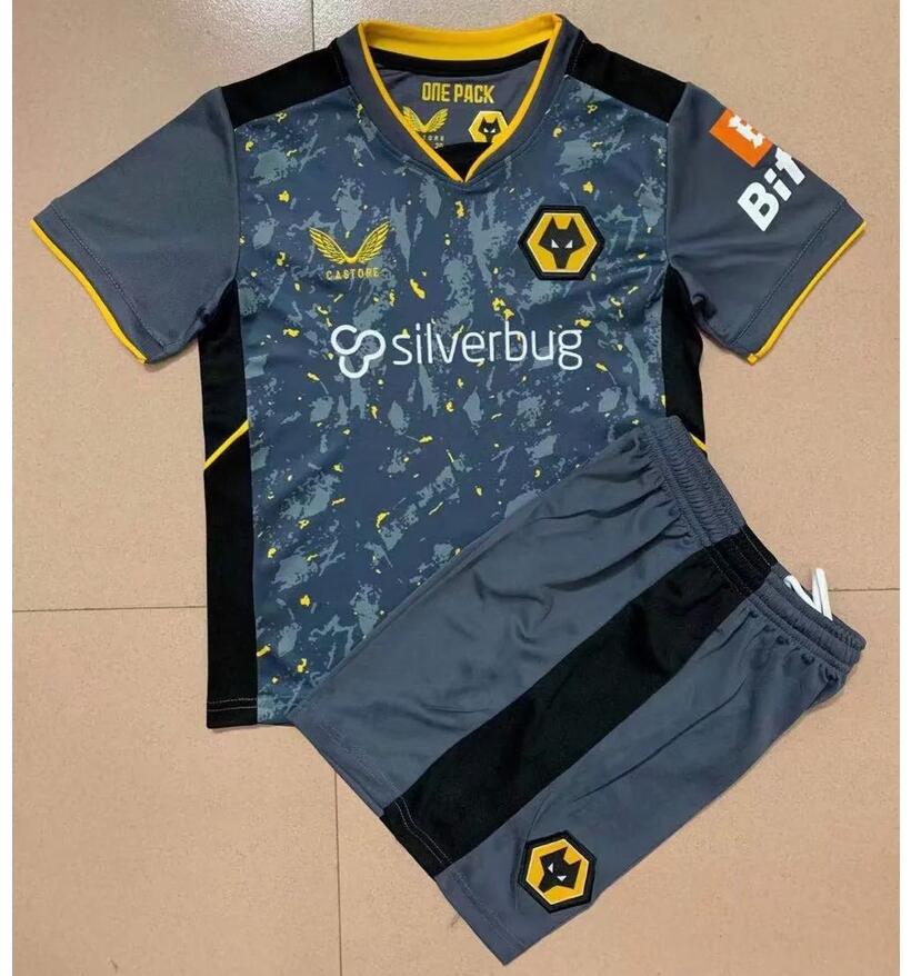 2021/22 Wolverhampton Wanderers Kids Away Soccer Kits Shirt With Shorts